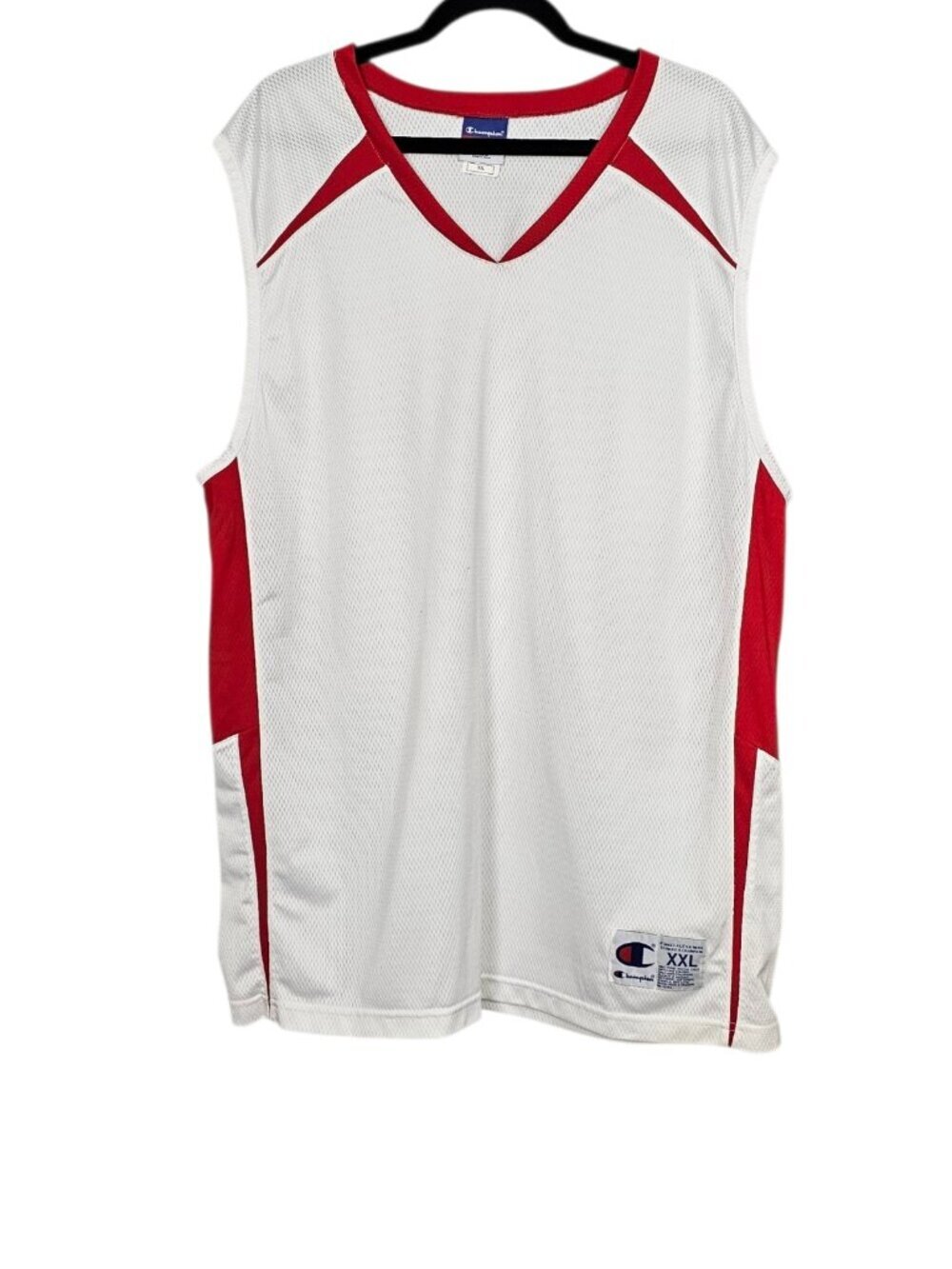 Champion Men's Mesh Basketball Jersey Sleeveless Tank Shirt White Red Size XXL